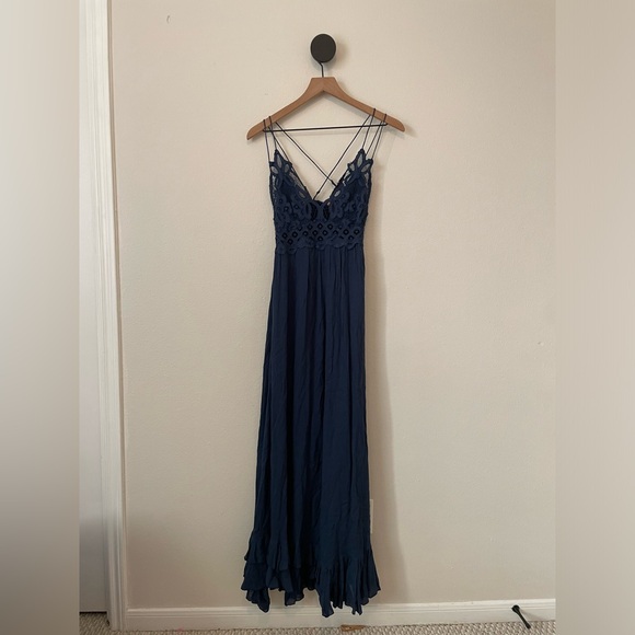 Free People Adella Maxi Slip Dress in Midnight Blue Small - Picture 5 of 13